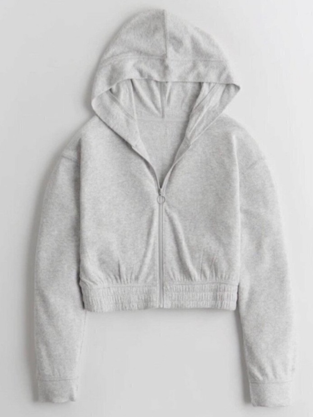 Hoodie Sweatshirt Size Small Gray Terry O Ring Full Zip Cropped Balletcore Sleek